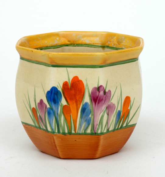 Appraisal: A CLARICE CLIFF BIZARRE AUTUMN CROCUS PATTERN FERN POT Circa