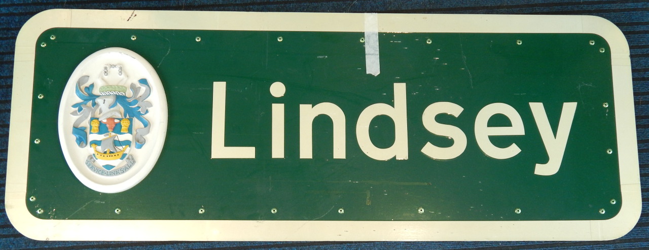 Appraisal: A painted road sign for the Lindsey County Council of