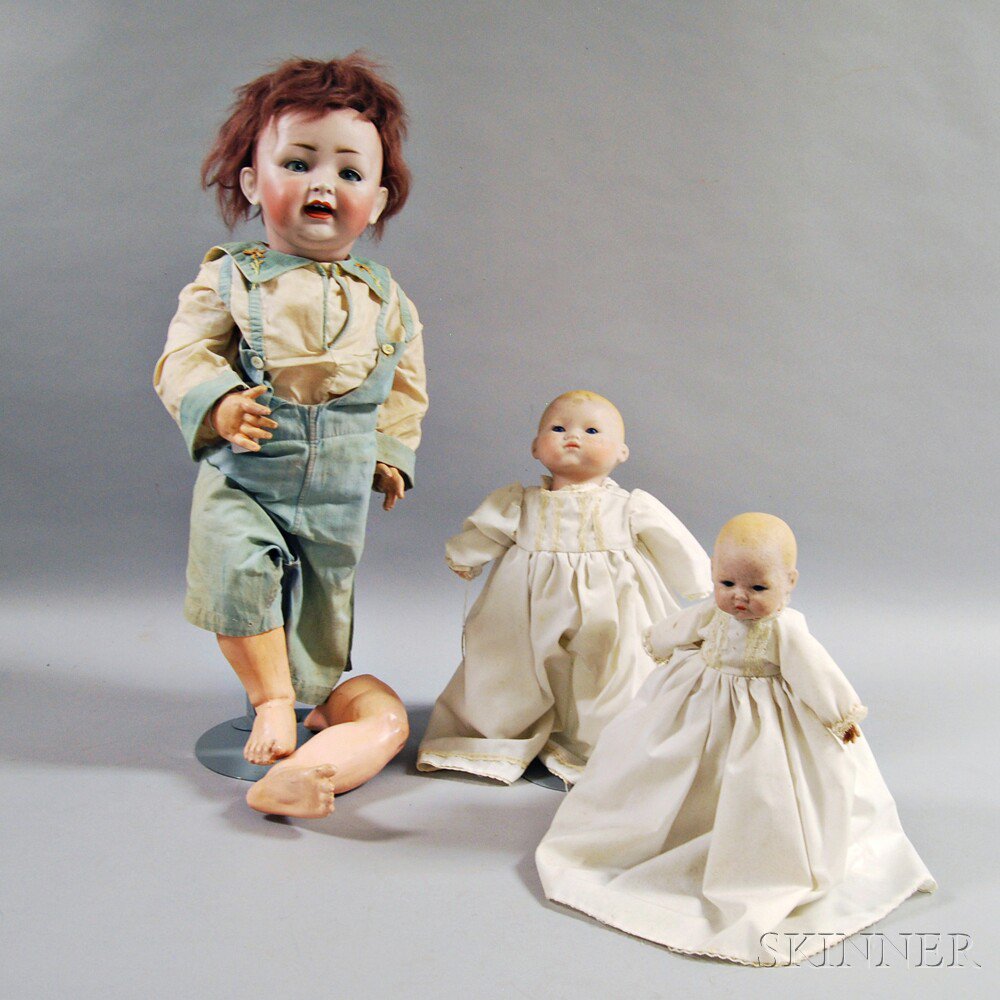 Appraisal: Three Bisque Head Dolls two baby dolls the larger Armand