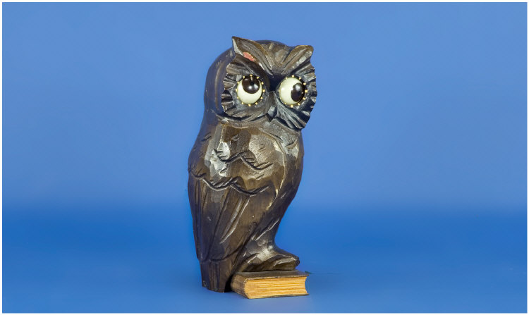 Appraisal: Novelty Clock Formed As An Owl Perched On A Book