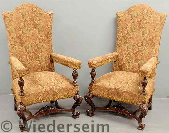 Appraisal: Pair of finely carved Van Sciver open armchairs As found