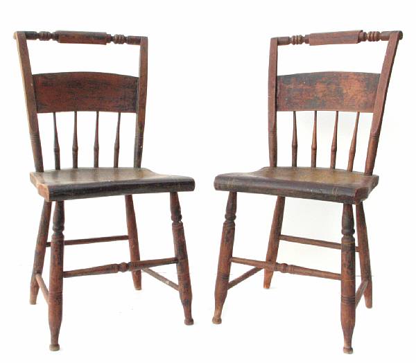 Appraisal: A set of six American paint decorated chairs height in