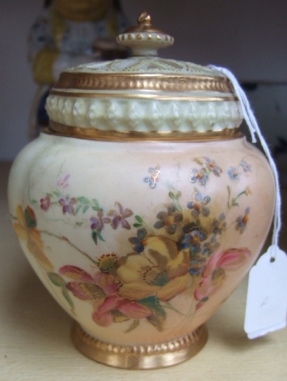 Appraisal: A Royal Worcester blush ivory pot pouri vase and cover