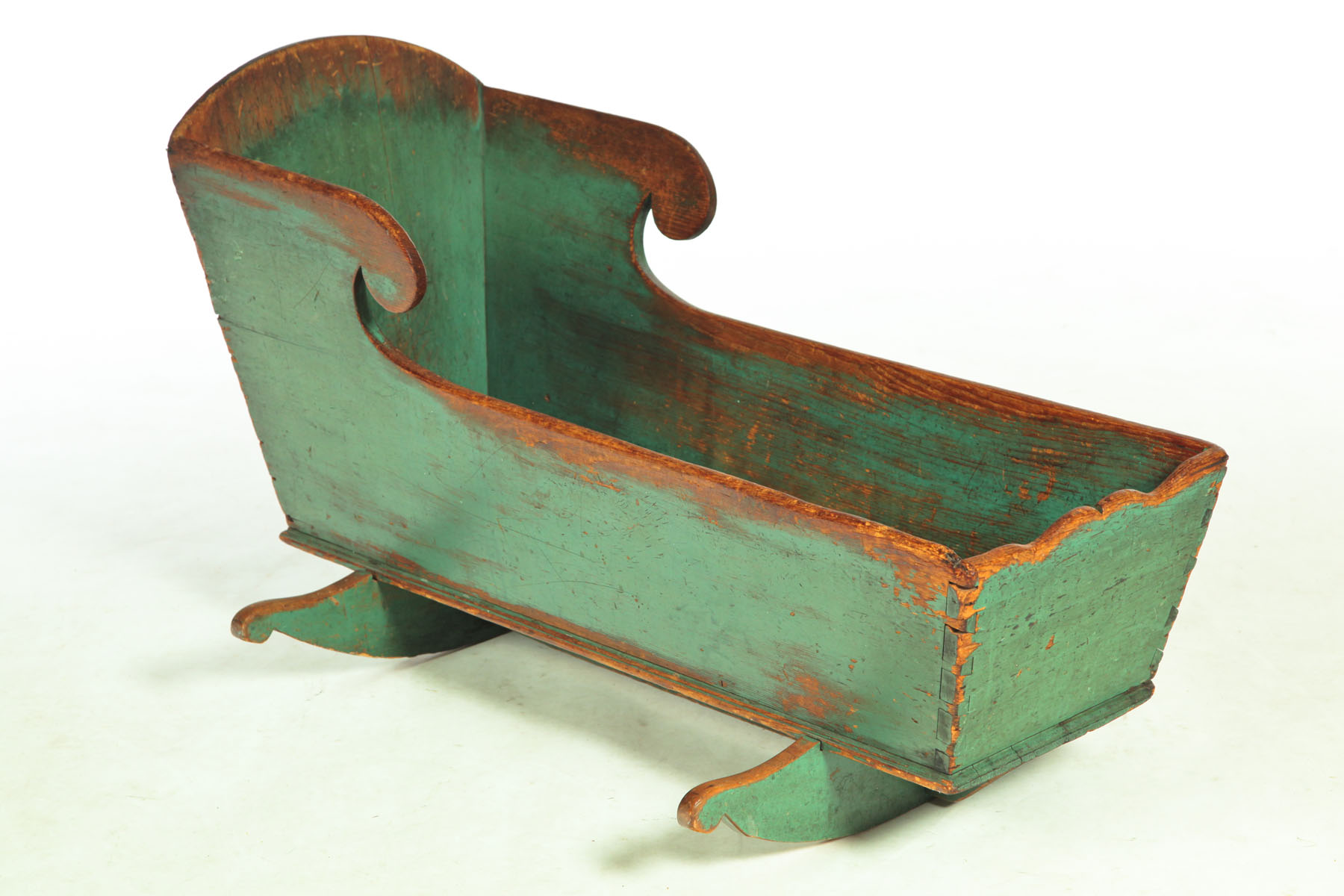 Appraisal: PAINTED CRADLE Possibly Pennsylvania Moravian th century pine and hardwood