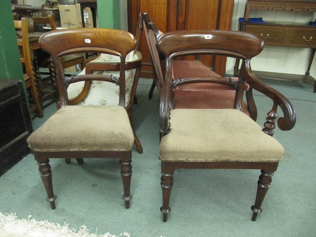 Appraisal: Early Victorian mahogany carver chair with matching side chair