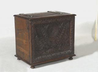 Appraisal: Anglo-Indian floral carved lift top box with elaborately carved front