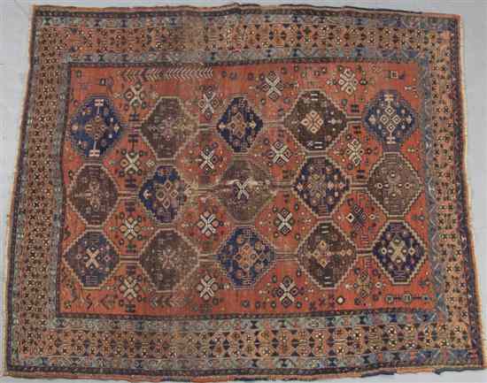 Appraisal: An Afshar Wool Rug having repeating geometric decoration on an