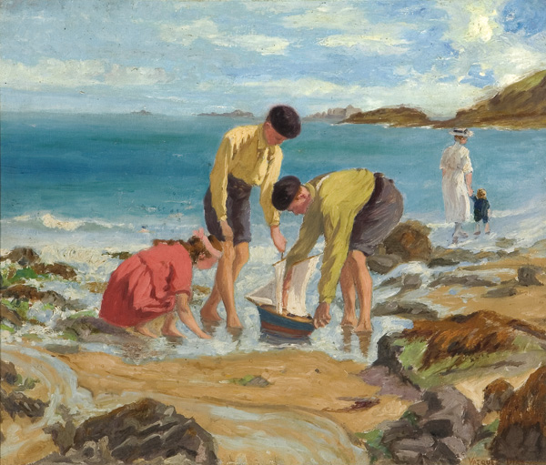 Appraisal: VAZQUEZ DIAZ DANIEL Spanish - Playing by the Shore oil