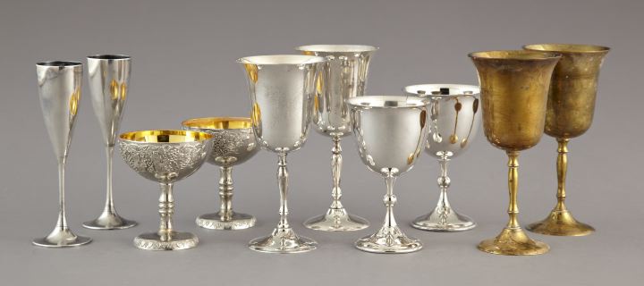 Appraisal: Collection of Thirty-Four Miscellaneous Goblets in silverplate and brass including