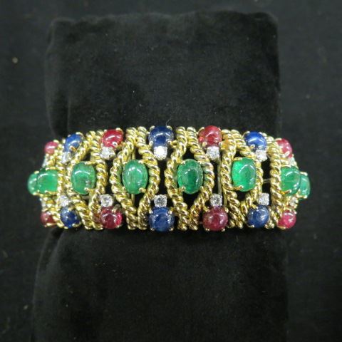 Appraisal: Ruby Emerald Sapphire Diamond Bracelet carats of gems high grade