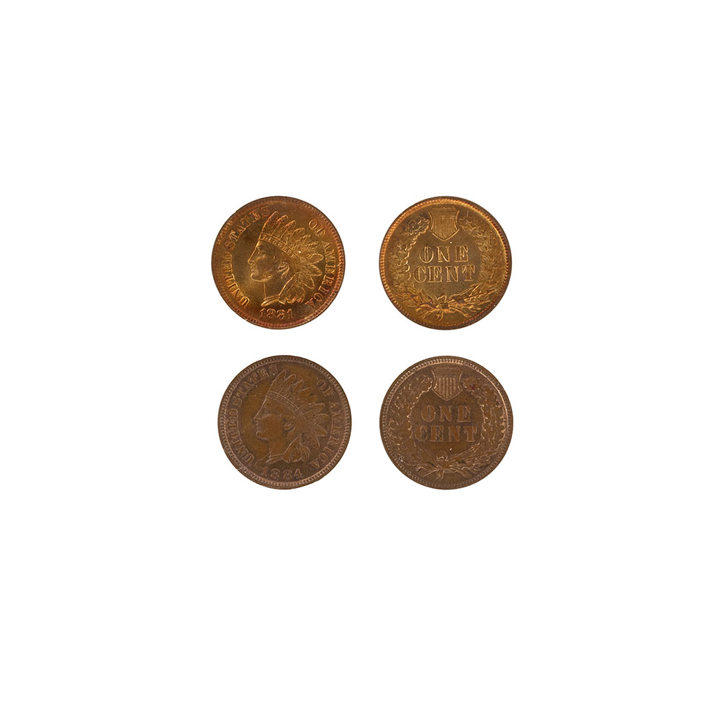 Appraisal: Four Indian Head One Cents Graded by NGC Select group