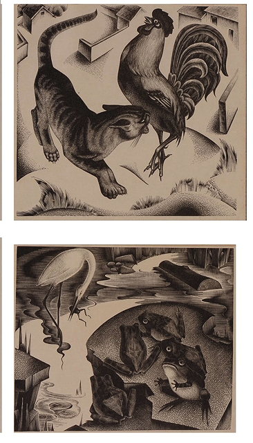 Appraisal: AGNES MILLER PARKER - Illustration from Aesop's Fables etching x