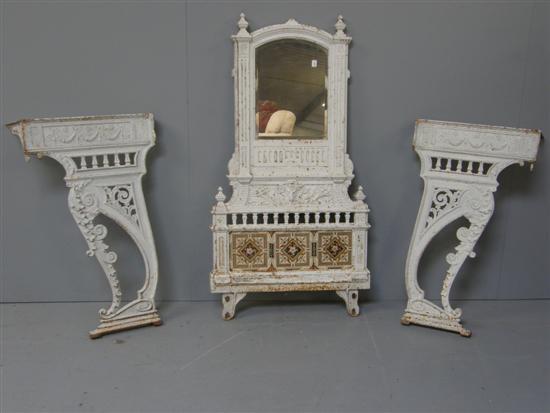 Appraisal: th century Coalbrookdale style white painted cast iron wash stand