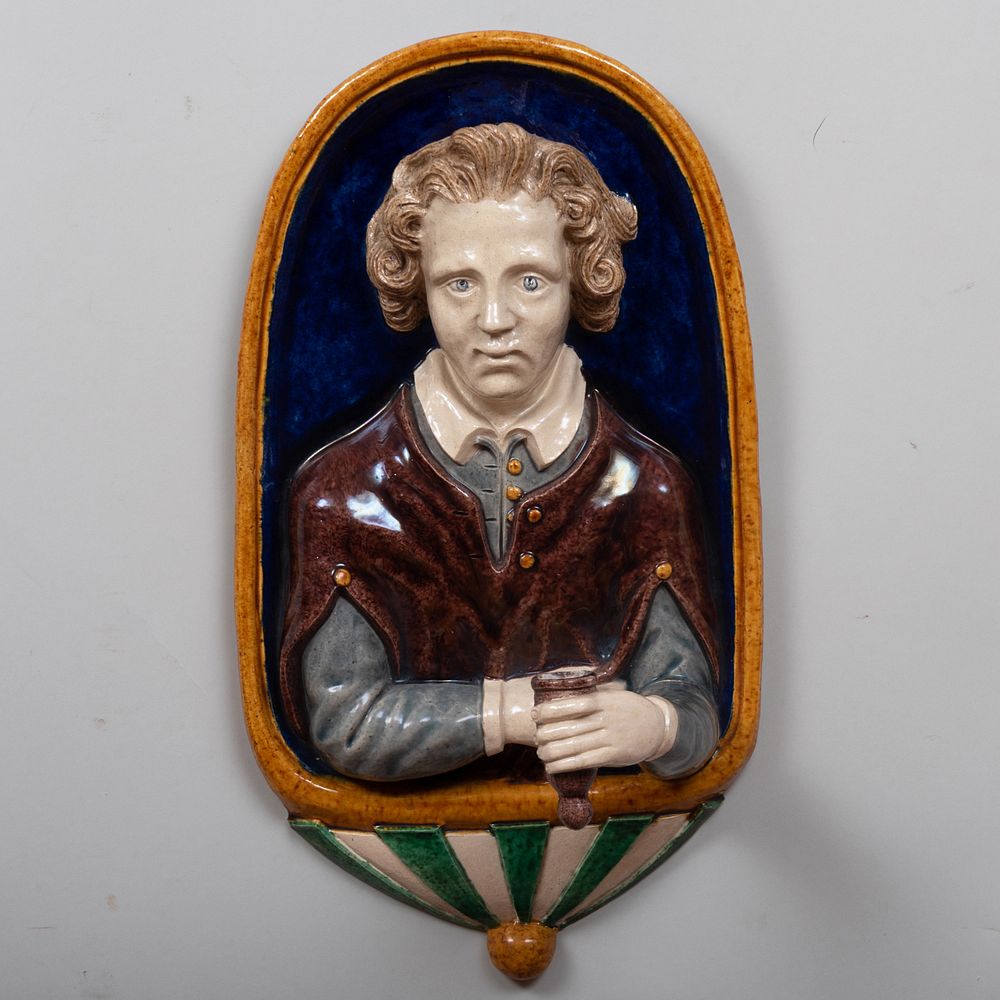 Appraisal: Continental Majolica Figural Single-Light Sconce x x in Property from