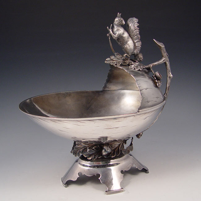 Appraisal: EXCEPTIONAL MIDDLETOWN SILVERPLATE SQUIRREL NUT BOWL Large nut form with