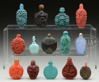 Appraisal: LOT OF FOURTEEN SNUFF BOTTLES th century China Bottles in