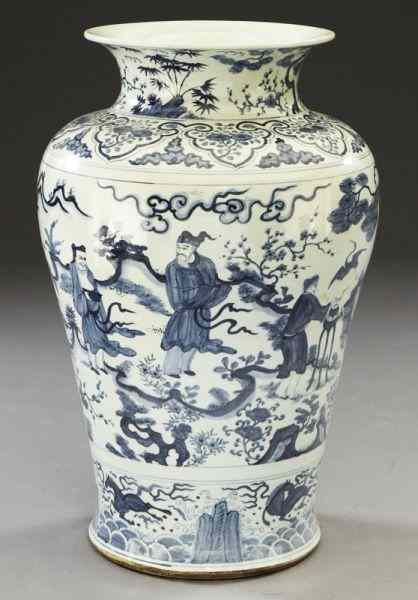 Appraisal: Chinese blue and white porcelain vasedepicting figures in a landscape