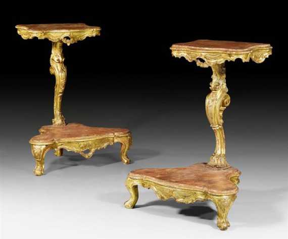 Appraisal: PAIR OF PAINTED PRIE-DIEU late Louis XV northern Italy th