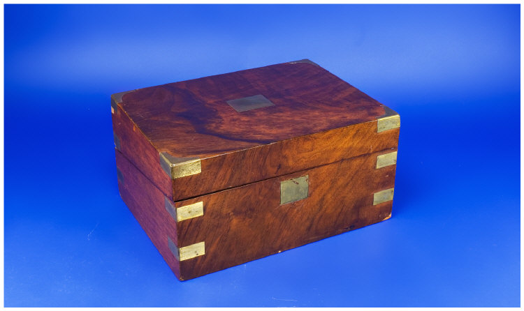 Appraisal: Victorian Mahogany and Brass Banded Writing Box Fitted Interior by