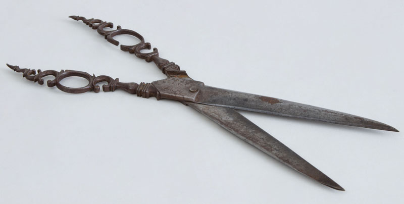 Appraisal: FRENCH ENGRAVED STEEL PAIR OF SCISSORS With pierced scrollwork handles