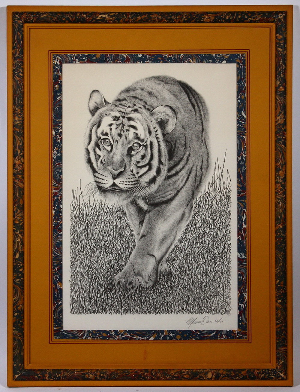 Appraisal: MARIAN DAVIS CONTEMPORARY Stalking Tiger etching pencil signed and numbered