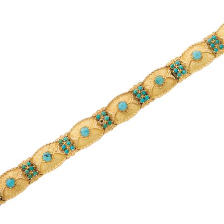 Appraisal: Gold and Turquoise Bracelet Estimate -