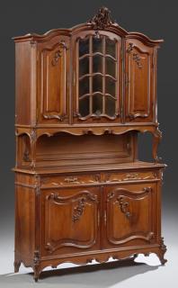 Appraisal: French Louis XV Style Carved Walnut Buffet a Deux Corps