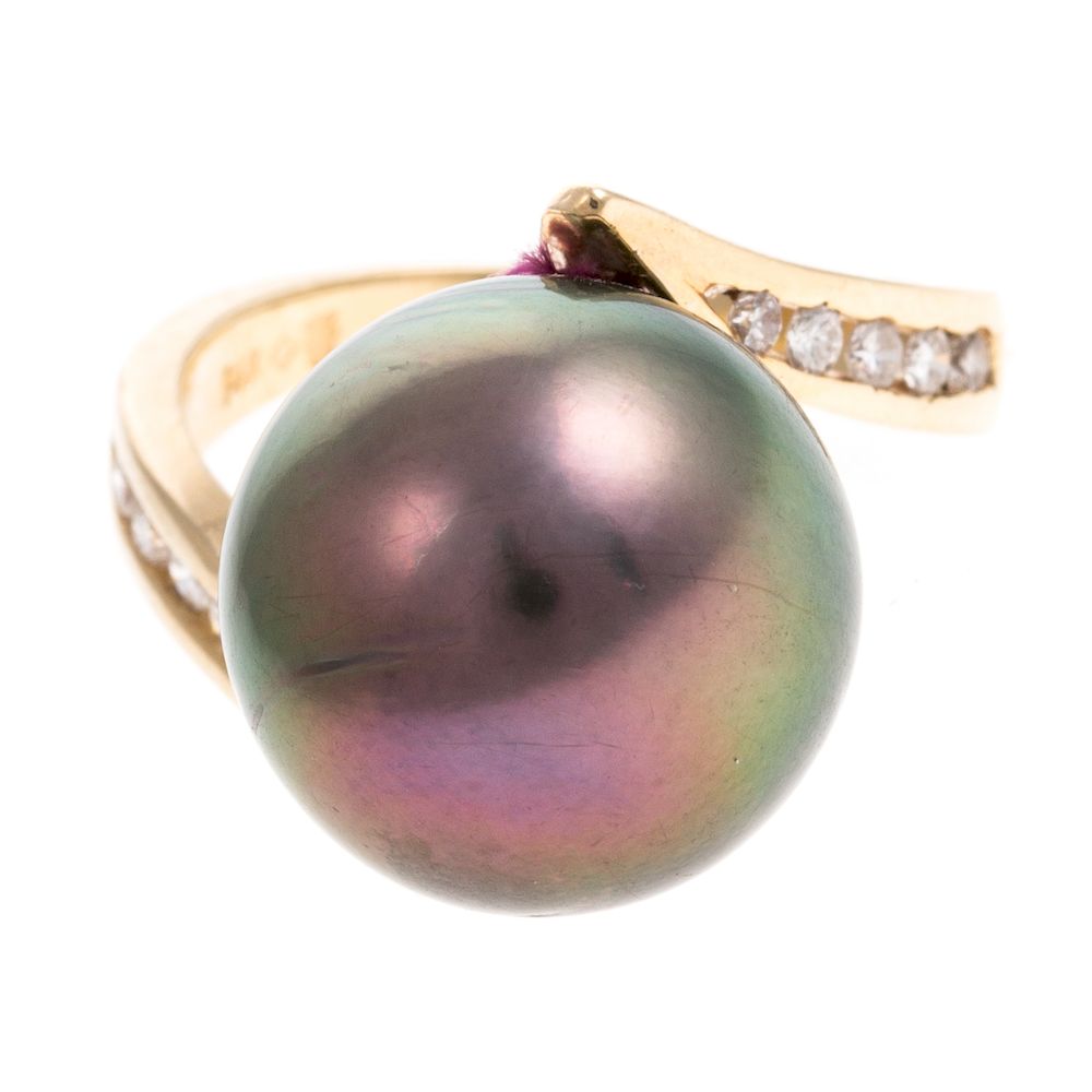 Appraisal: A Ladies K Tahitian Pearl Diamond Ring in K K