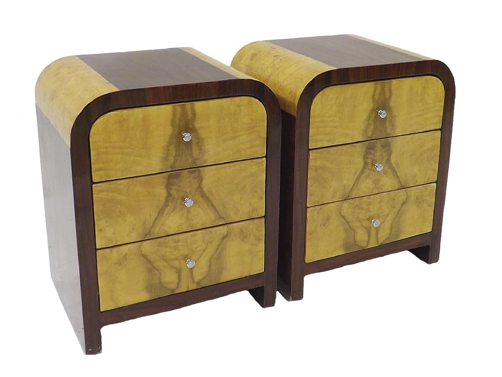 Appraisal: Pair of Art Deco style maple and rosewood chests of