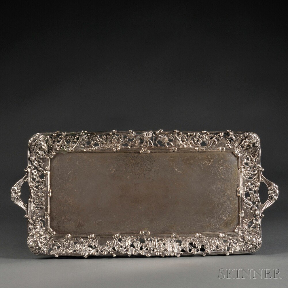 Appraisal: Victorian Silver-plated Tray England th century rectangular the openwork border