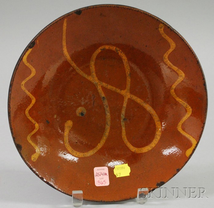 Appraisal: Slip-decorated Glazed Redware Plate dia in