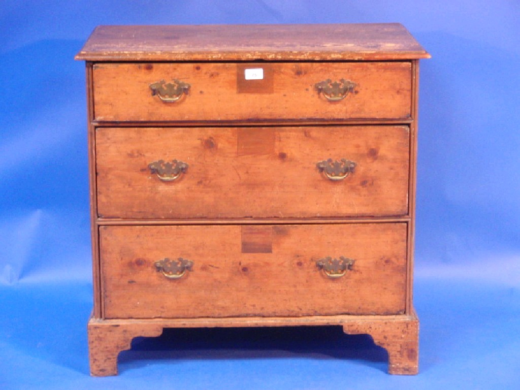 Appraisal: A thC pine three drawer chest cm wide