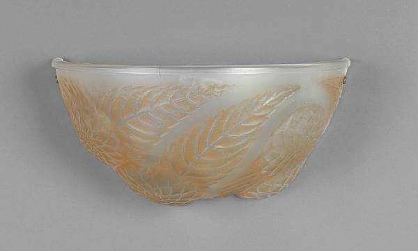 Appraisal: A Ren Lalique molded and frosted glass applique Dahlia Marcilhac