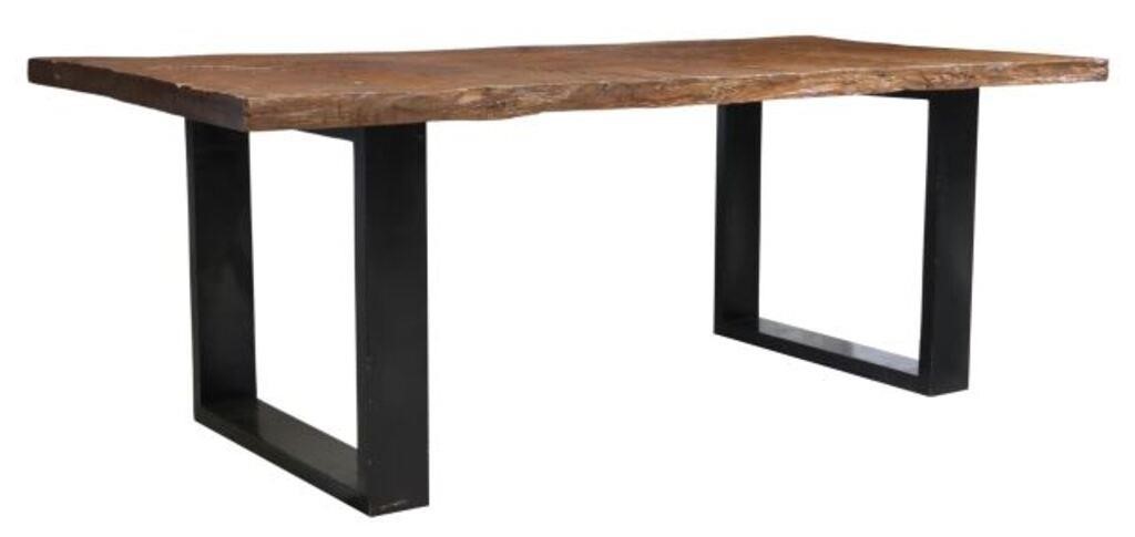 Appraisal: Contemporary dining table st c live edge tabletop wood bracket