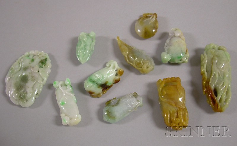 Appraisal: Ten Carved Jade Pendants and Other Items of various shapes