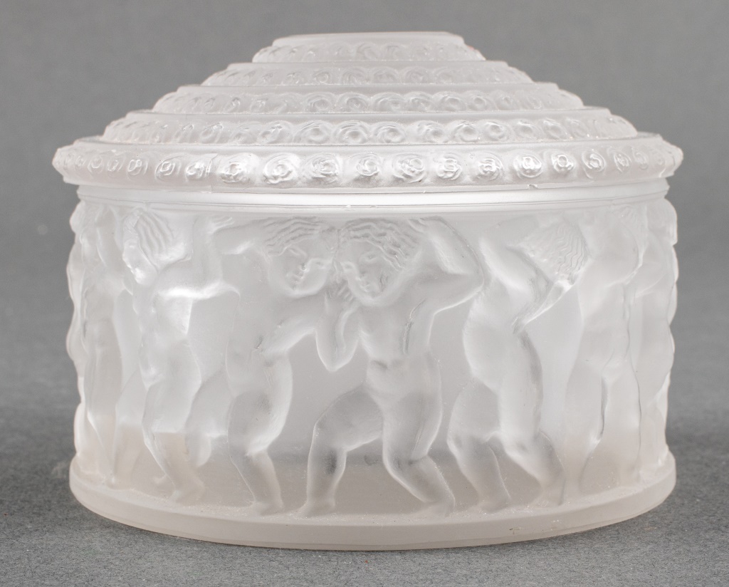 Appraisal: LALIQUE ENFANTS CRYSTAL COVERED TRINKET BOX Lalique crystal frosted clear