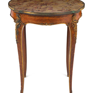 Appraisal: A Louis XV Style Gilt Bronze Mounted Marble-Top Side Table