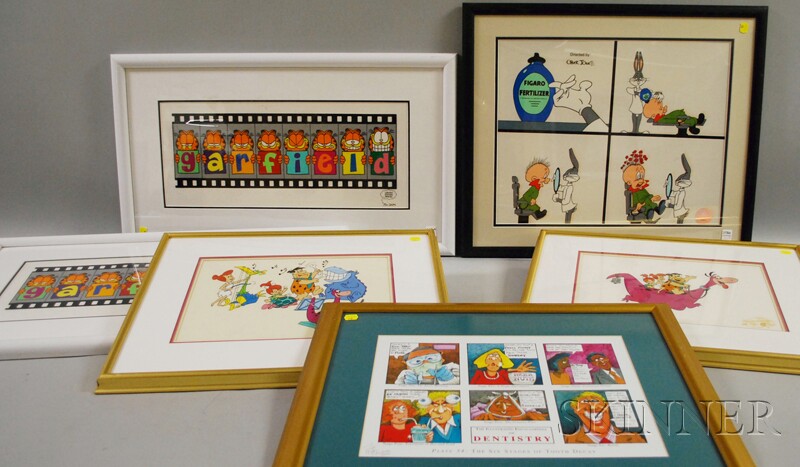 Appraisal: Five Framed Limited Edition Serigraph Cels and a Cartoon including