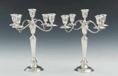 Appraisal: A Pair of Sterling Silver Interchangeable Candelabra by Alvin Baluster