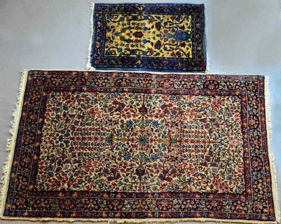 Appraisal: Persian Wood RugsBoth in red blue cream with overall stylized