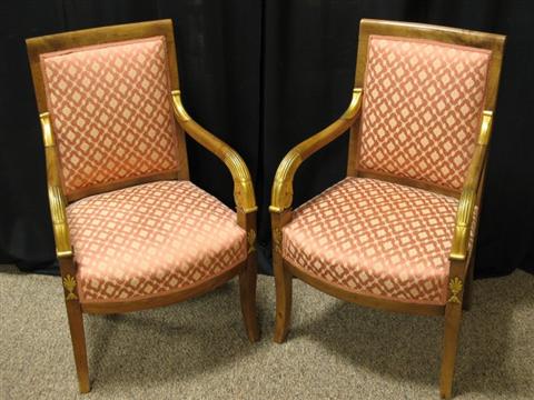 Appraisal: PAIR OF DIRECTOIRE WALNUT FAUTEUILS Circa - the walnut frames