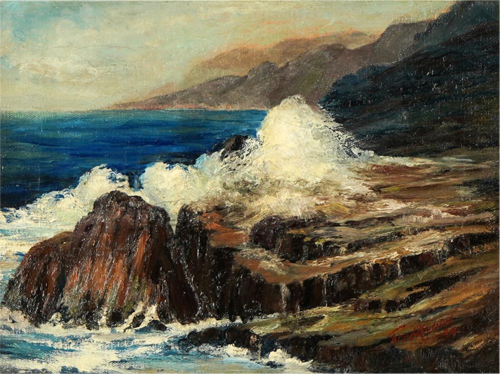 Appraisal: FREDERICK B BLANNIN - ROCKY COASTAL oil on canvas signed