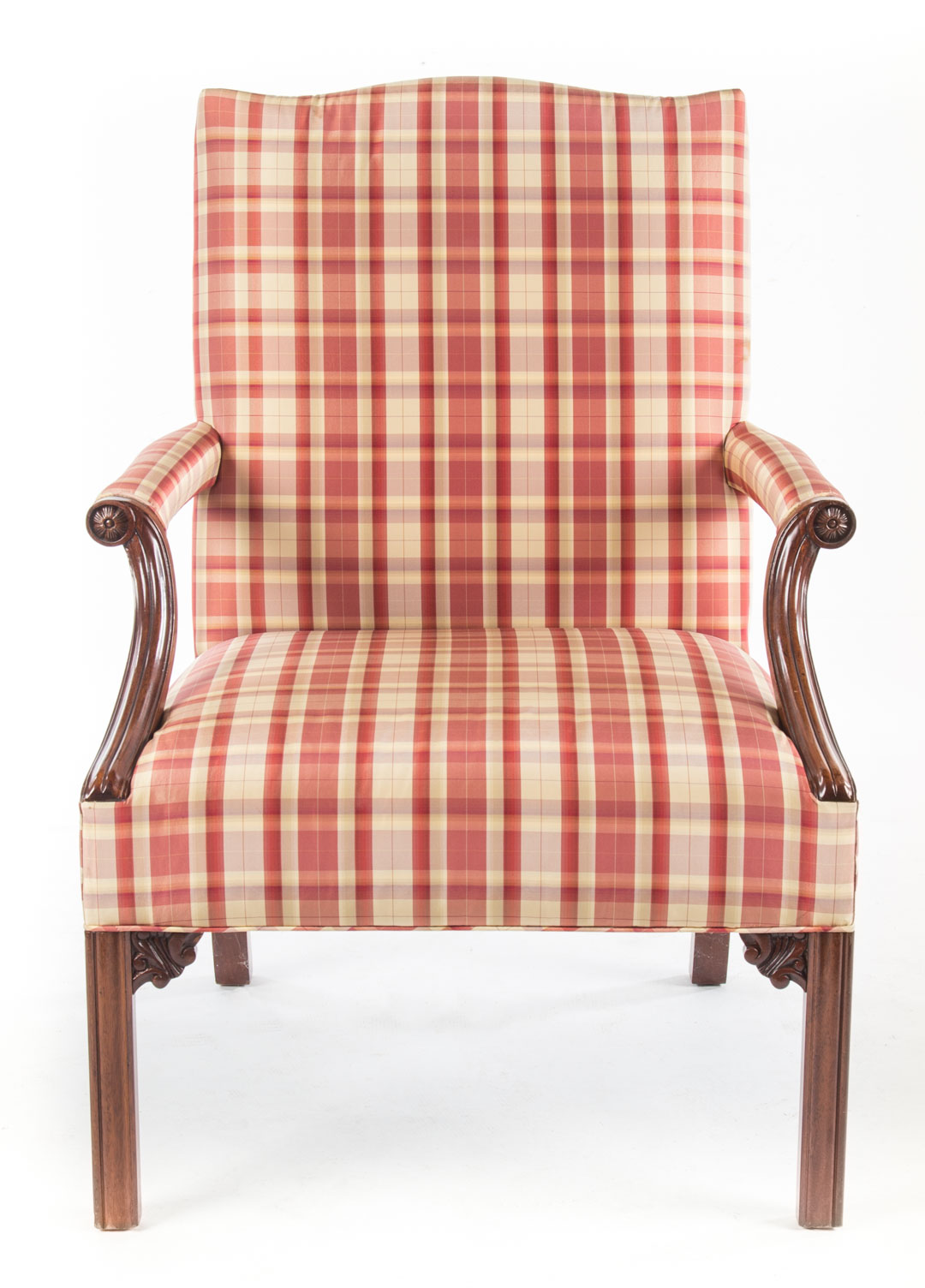 Appraisal: Chippendale style upholstered Raeburn chair upholstered back arms and seat