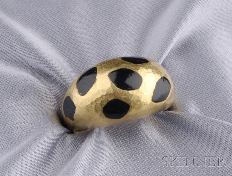 Appraisal: kt Gold and Enamel Dome Ring the textured surface with