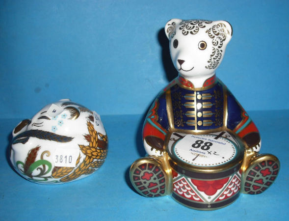 Appraisal: Royal Crown Derby Paperweights Drummer Bear And Harvest Mouse Both