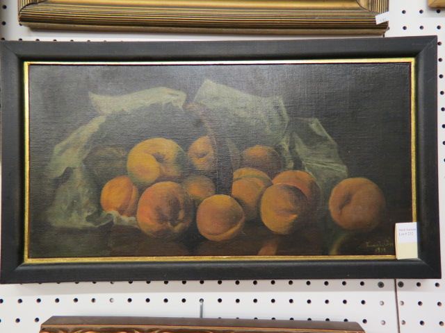 Appraisal: Emma L Graham oil still life with peaches dated on