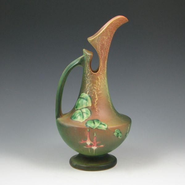 Appraisal: Roseville Fuchsia ewer in green and brown Marked Roseville -