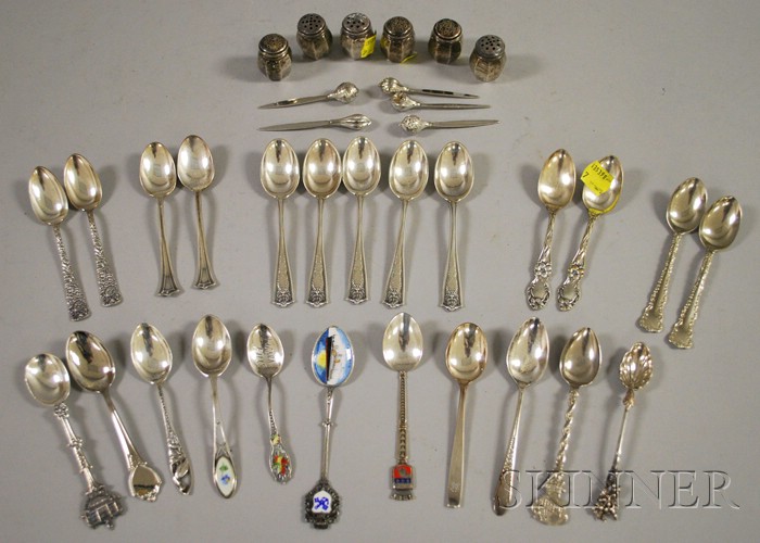 Appraisal: Group of Small Silver and Silver Plated Table and Flatware