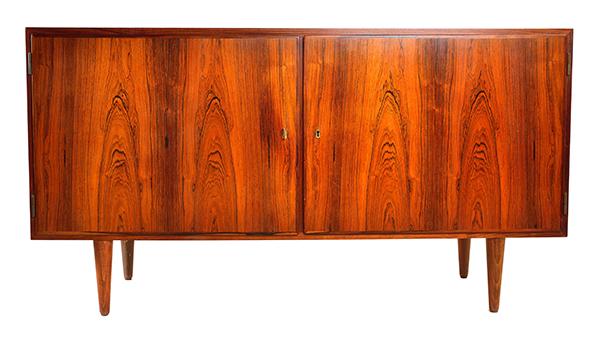 Appraisal: DANISH ROSEWOOD SIDEBOARD c s rosewood key supplied however broken