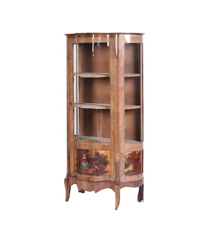 Appraisal: A French Louis XV style kingwood display cabinet The projecting